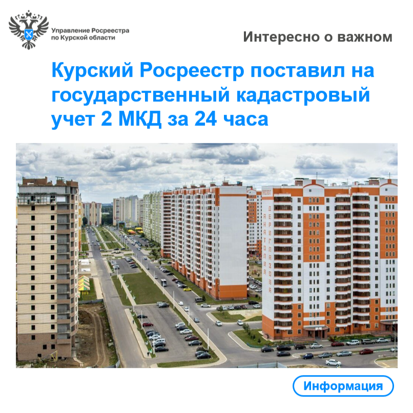 Курский Росреестр поставил на государственный кадастровый учет 2 МКД за 24 часа.